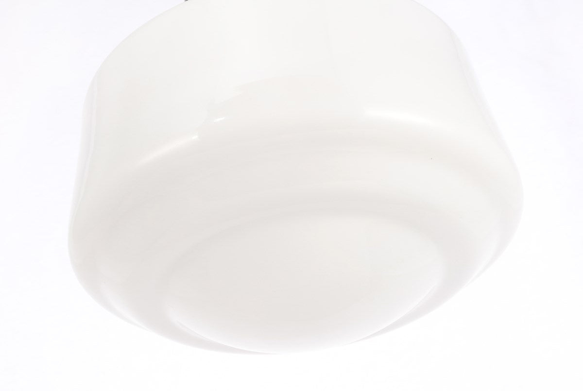 1 Light Black And Frosted White Glass Flush Mount