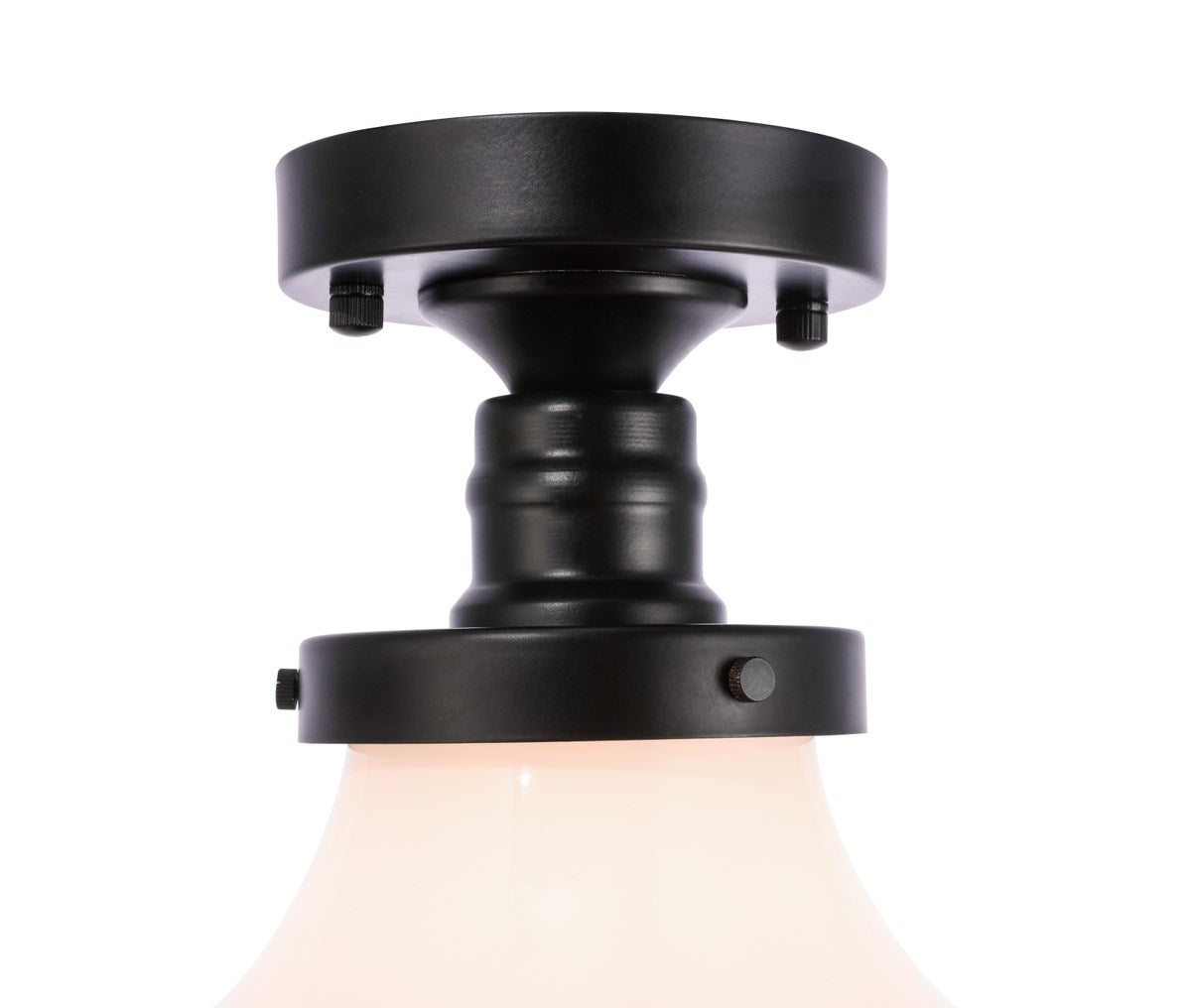 1 Light Black And Frosted White Glass Flush Mount
