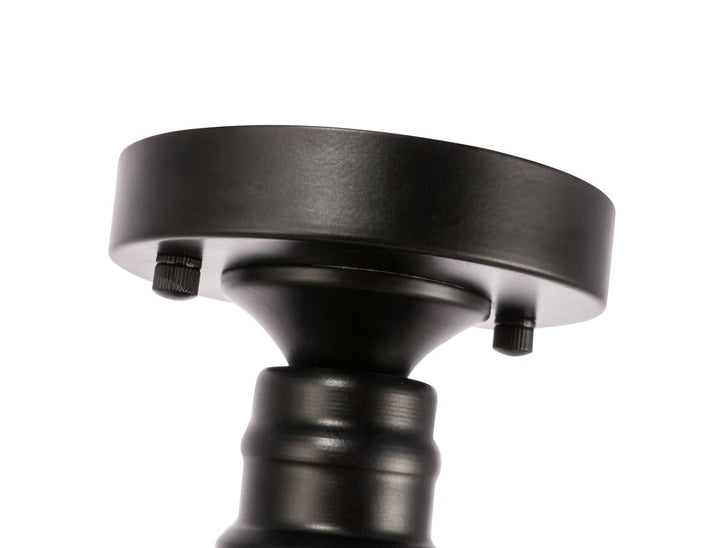 1 Light Black And Frosted White Glass Flush Mount