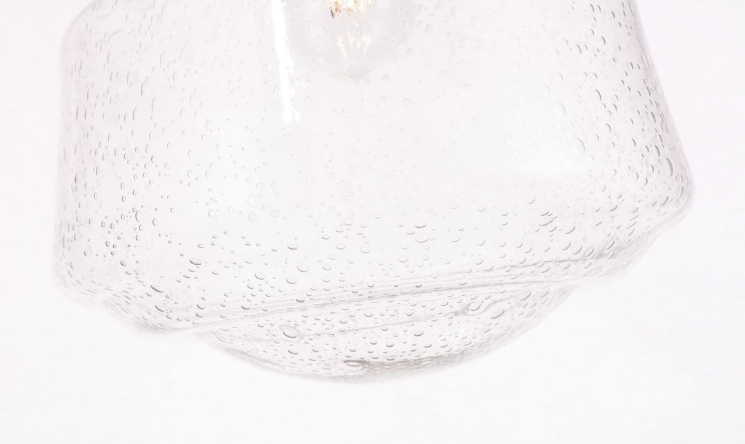 1 Light Black And Clear Seeded Glass Flush Mount