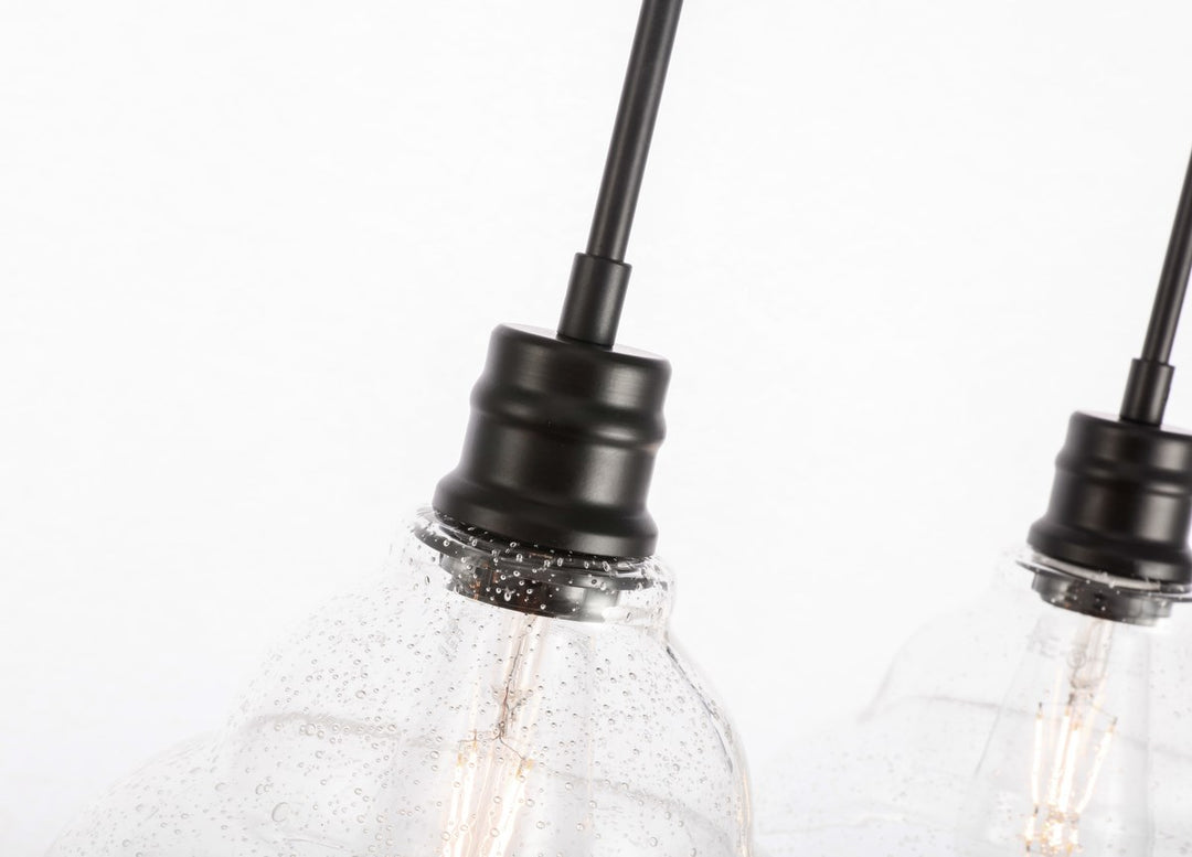 3 Light Black And Clear Seeded Glass Pendant