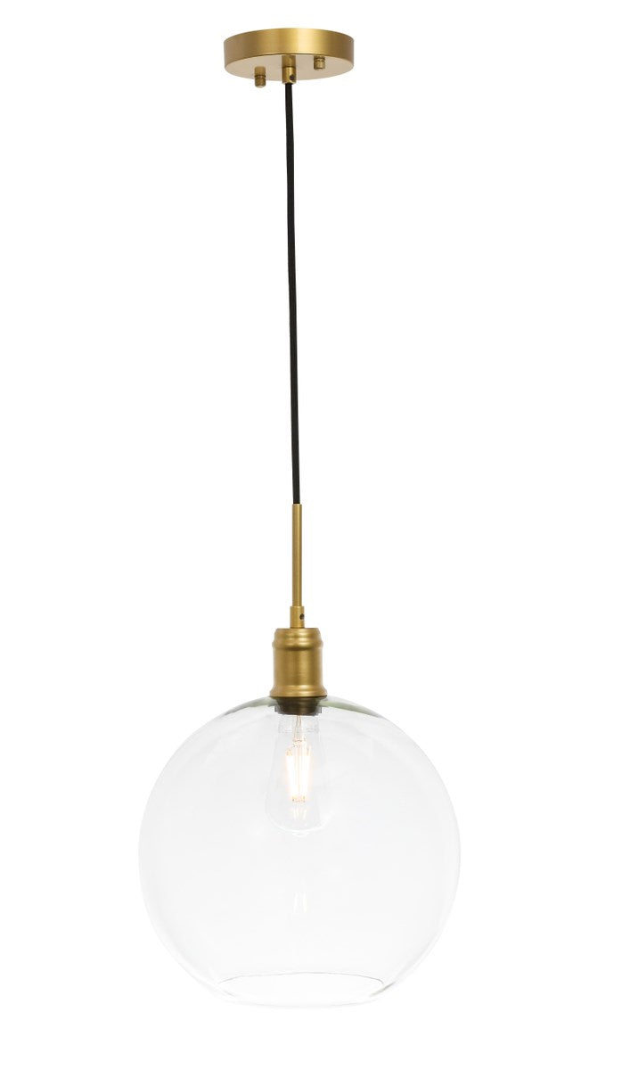 1 Light Brass And Clear Glass Pendant by Living District