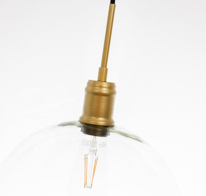 1 Light Brass And Clear Glass Pendant