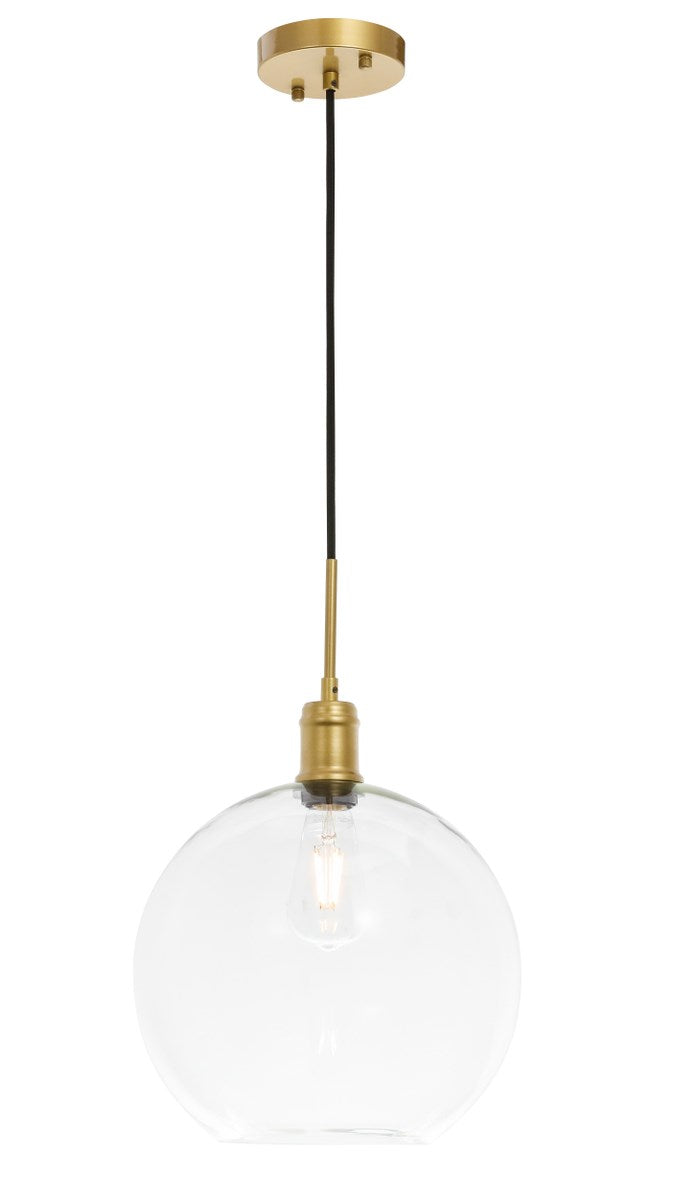 1 Light Brass And Clear Glass Pendant