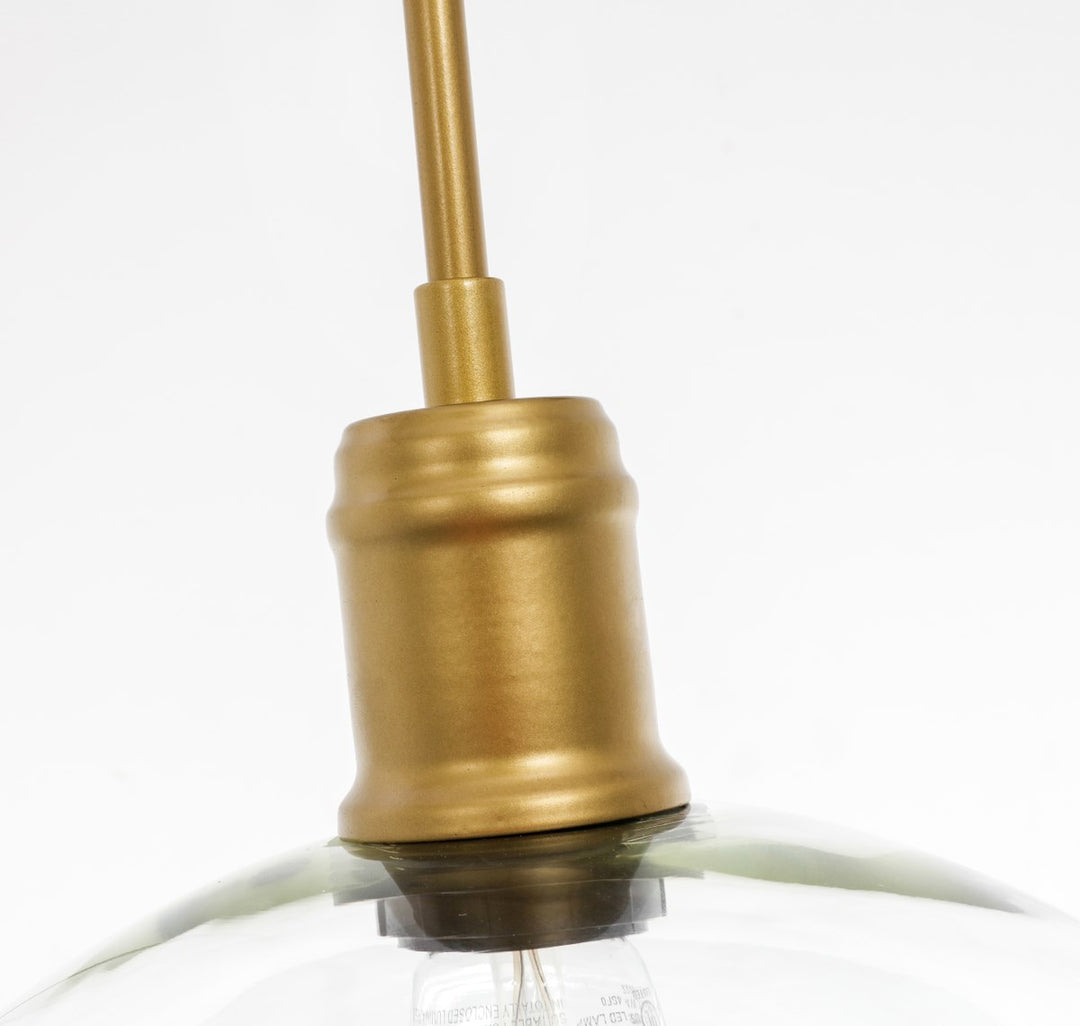 1 Light Brass And Clear Glass Pendant