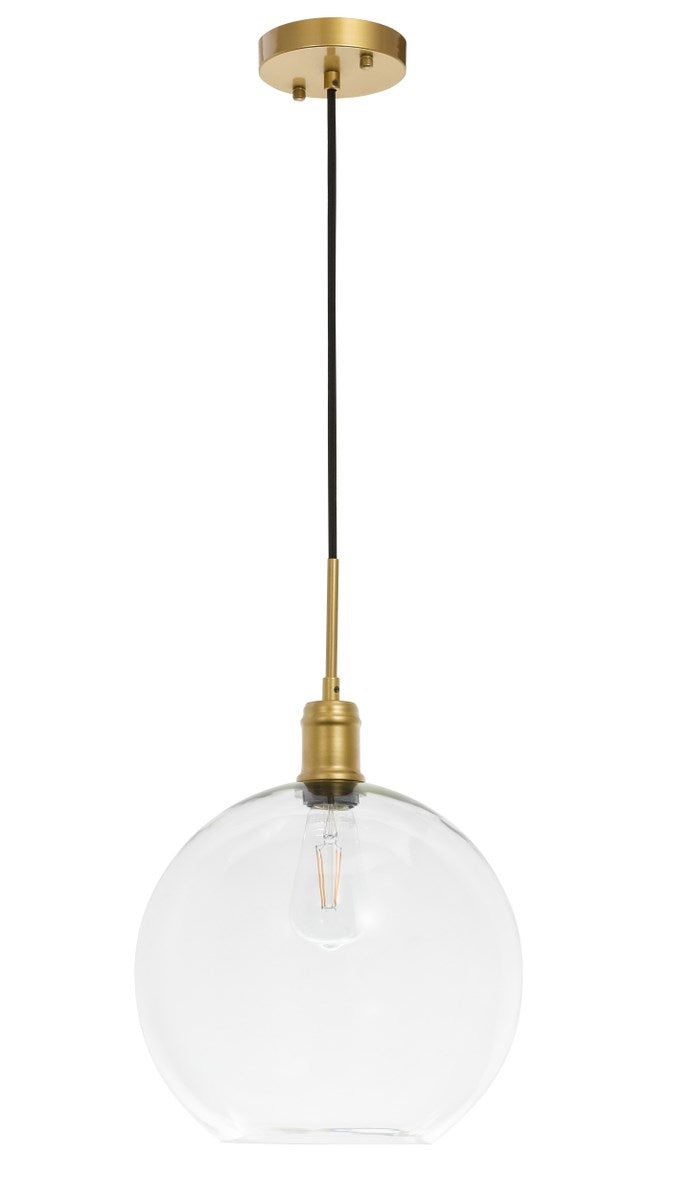 1 Light Brass And Clear Glass Pendant