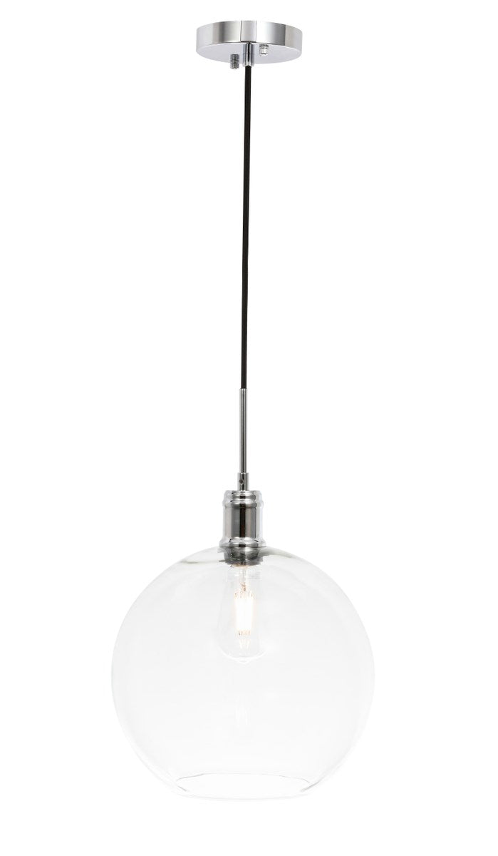 1 Light Chrome And Clear Glass Pendant by Living District