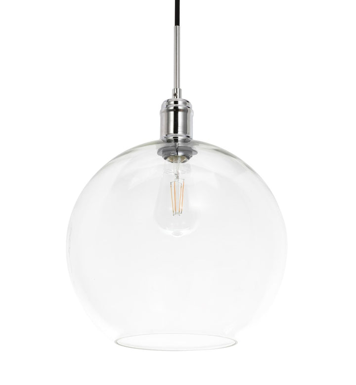 1 Light Chrome And Clear Glass Pendant