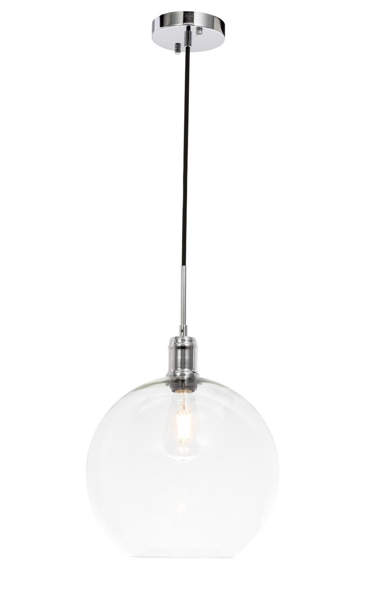 1 Light Chrome And Clear Glass Pendant
