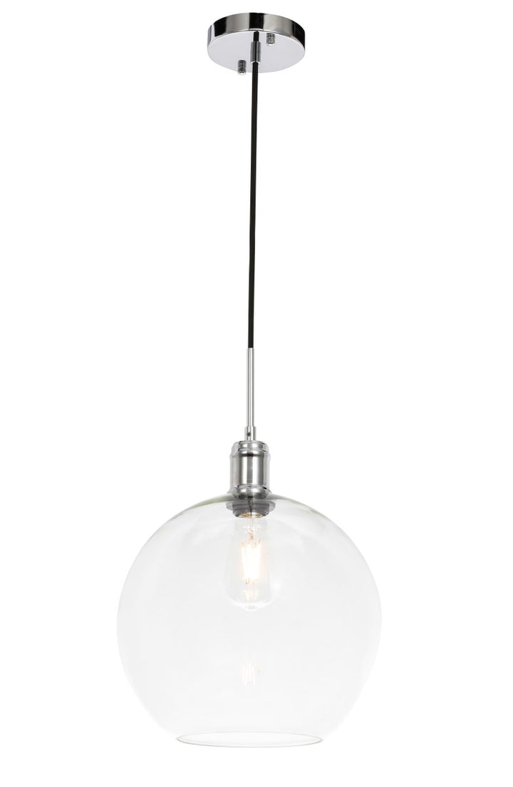 1 Light Chrome And Clear Glass Pendant