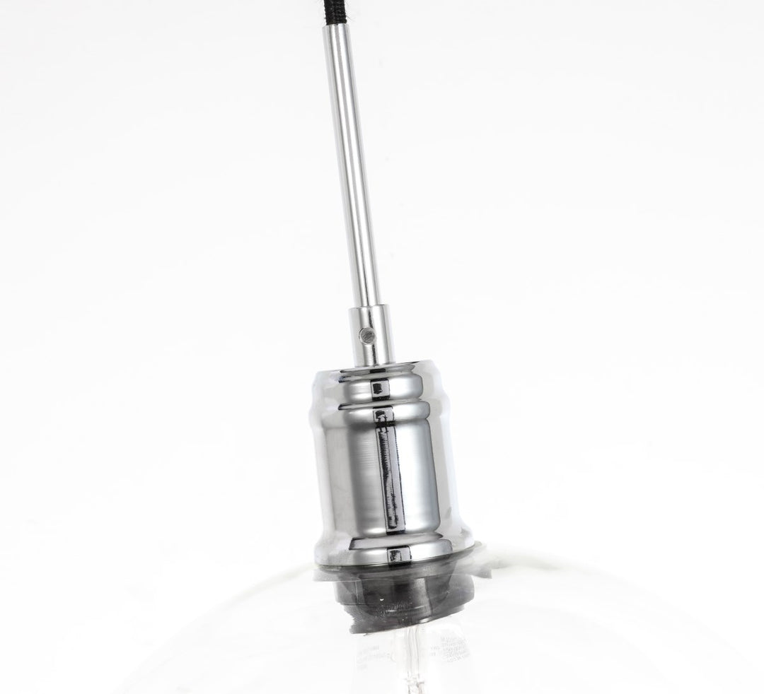 1 Light Chrome And Clear Glass Pendant