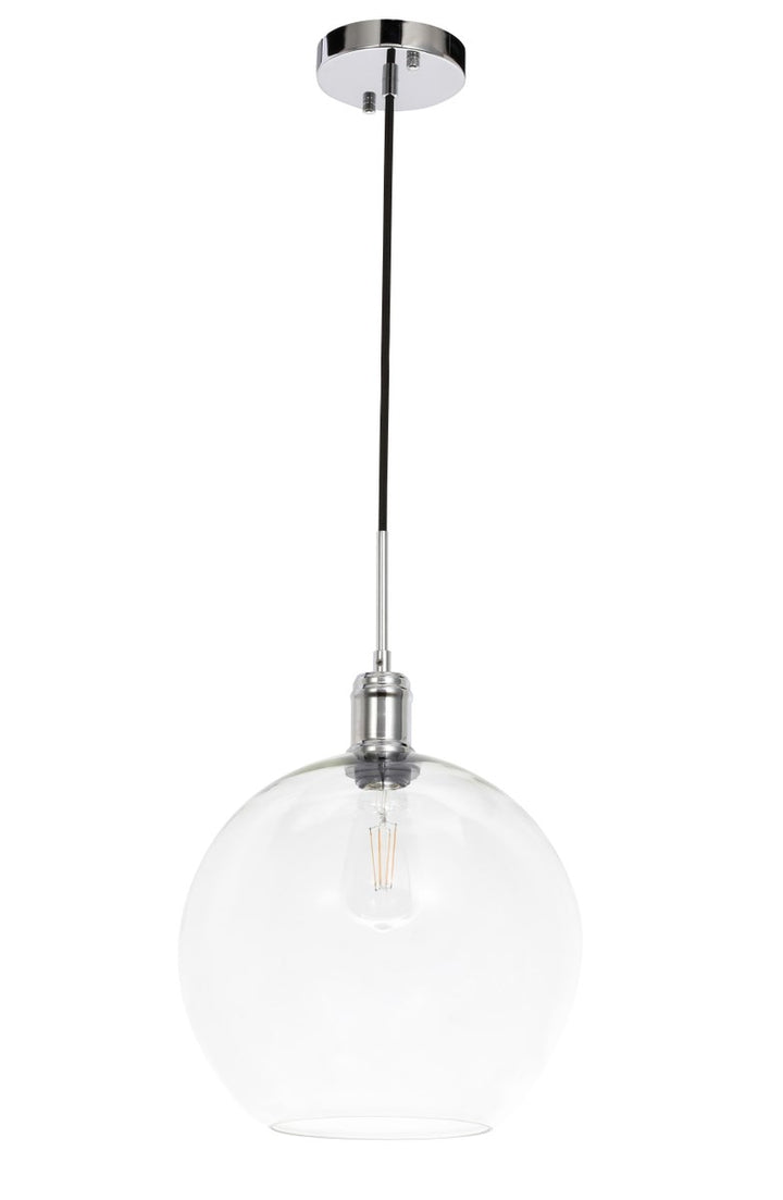 1 Light Chrome And Clear Glass Pendant