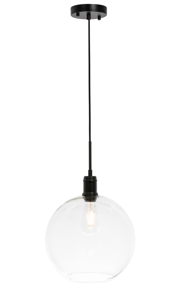 1 Light Black And Clear Glass Pendant by Living District
