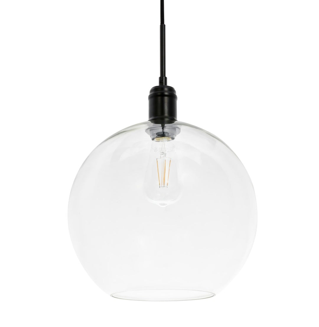 1 Light Black And Clear Glass Pendant