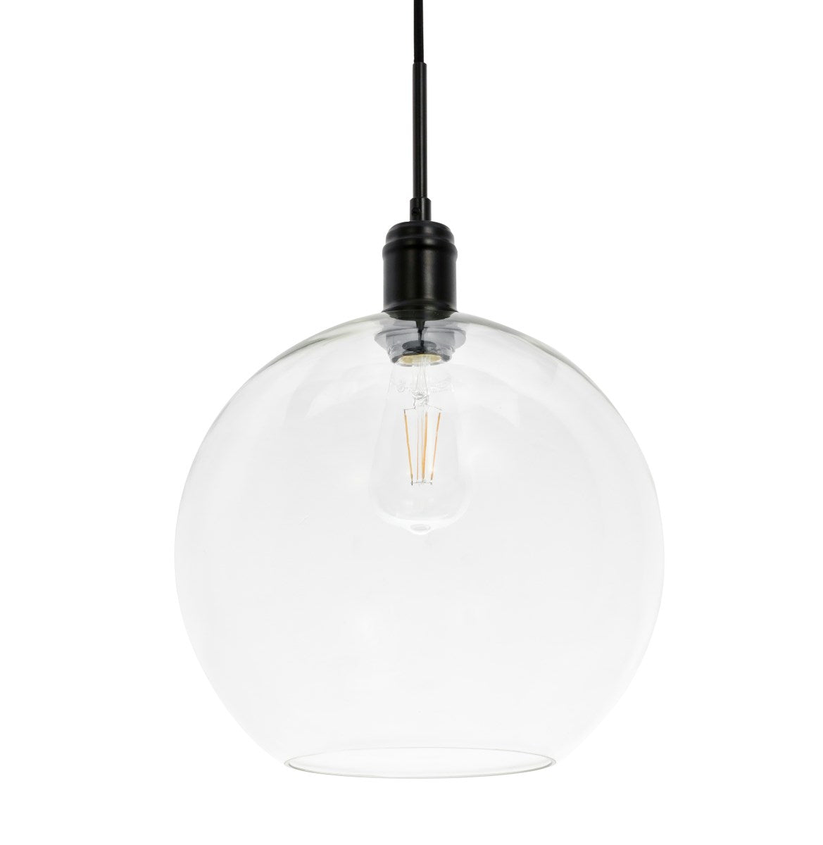 1 Light Black And Clear Glass Pendant