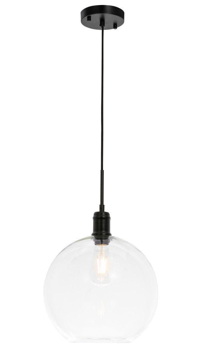 1 Light Black And Clear Glass Pendant