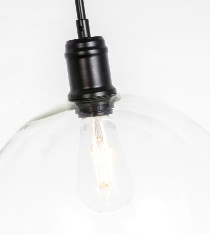 1 Light Black And Clear Glass Pendant