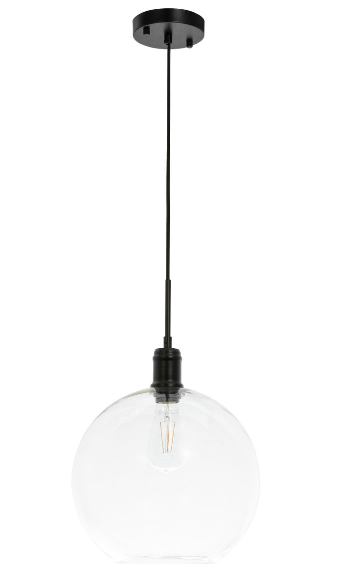 1 Light Black And Clear Glass Pendant