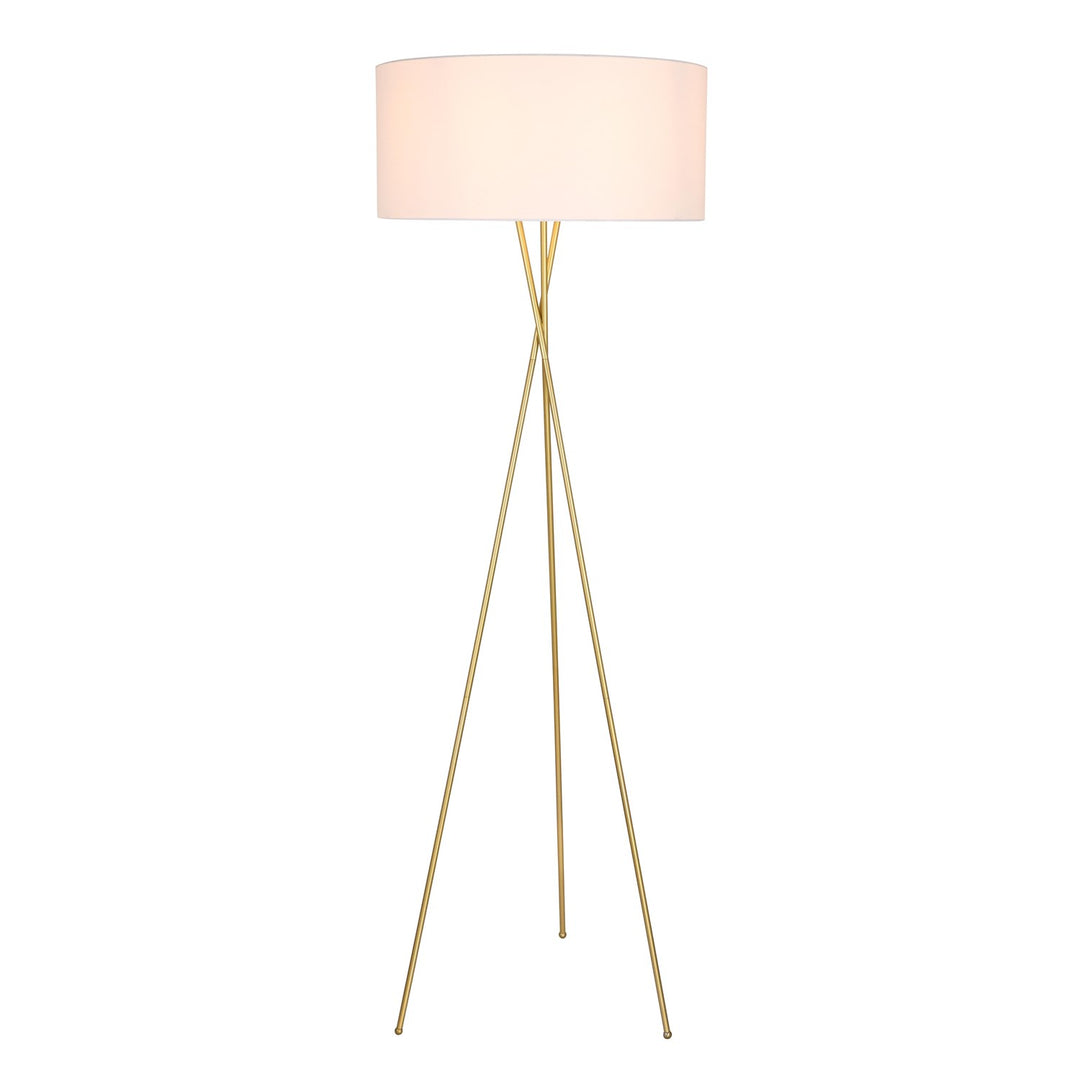 1 Light Brass And White Shade Floor Lamp by Living District