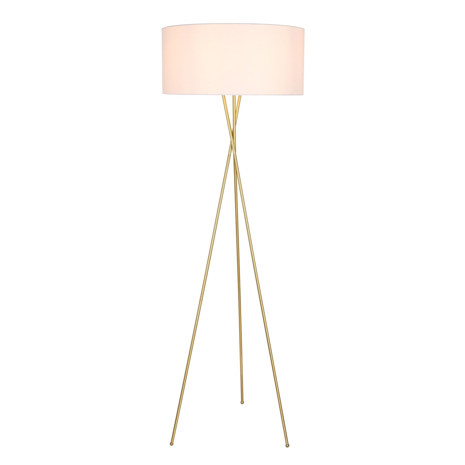 1 Light Brass And White Shade Floor Lamp by Living District