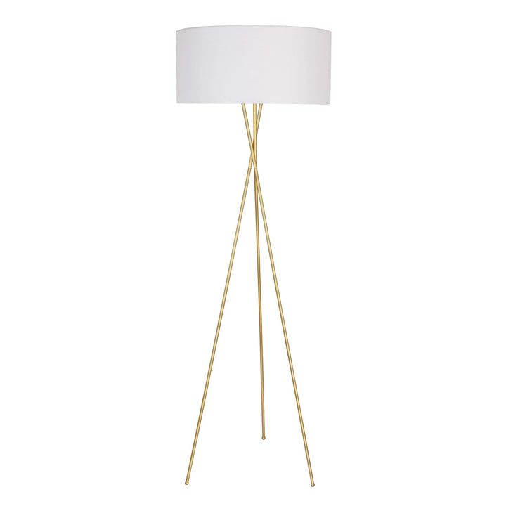 1 Light Brass And White Shade Floor Lamp
