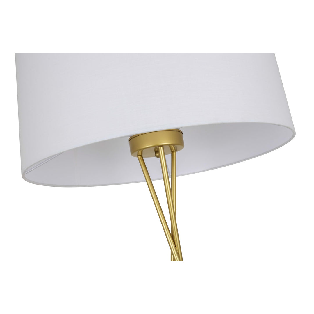 1 Light Brass And White Shade Floor Lamp