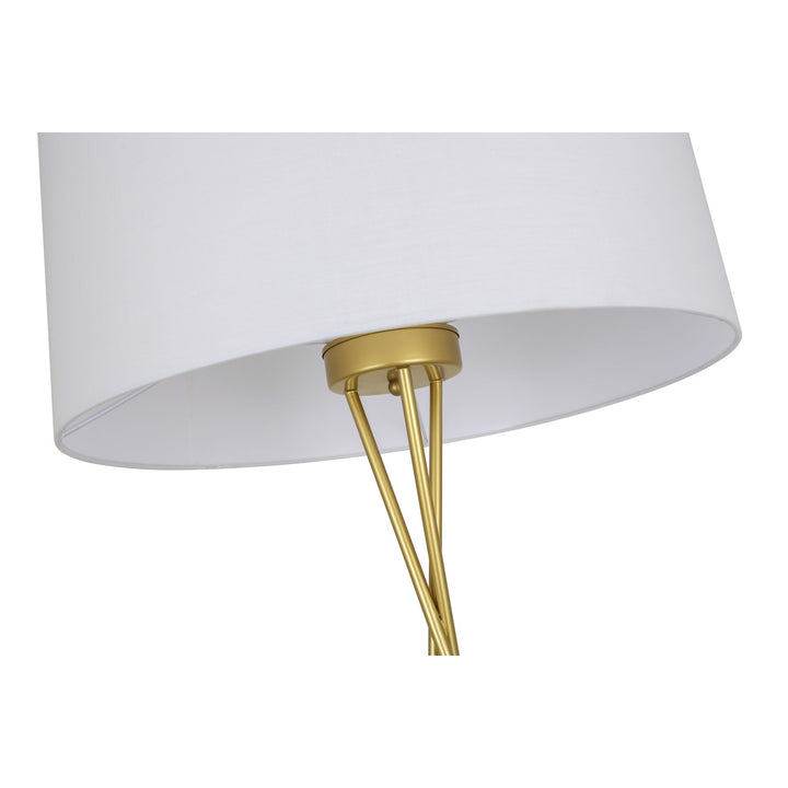 1 Light Brass And White Shade Floor Lamp