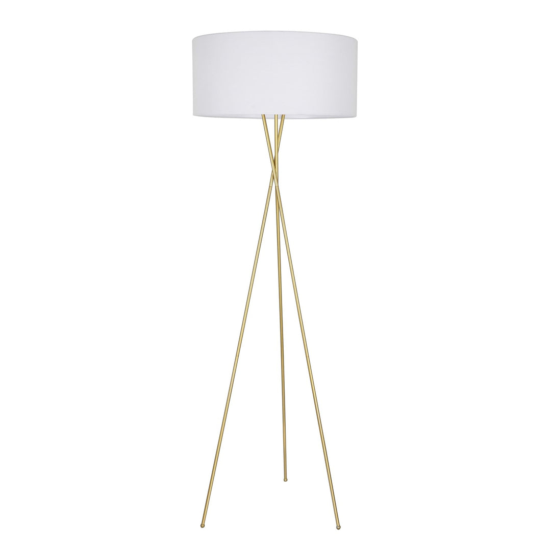 1 Light Brass And White Shade Floor Lamp