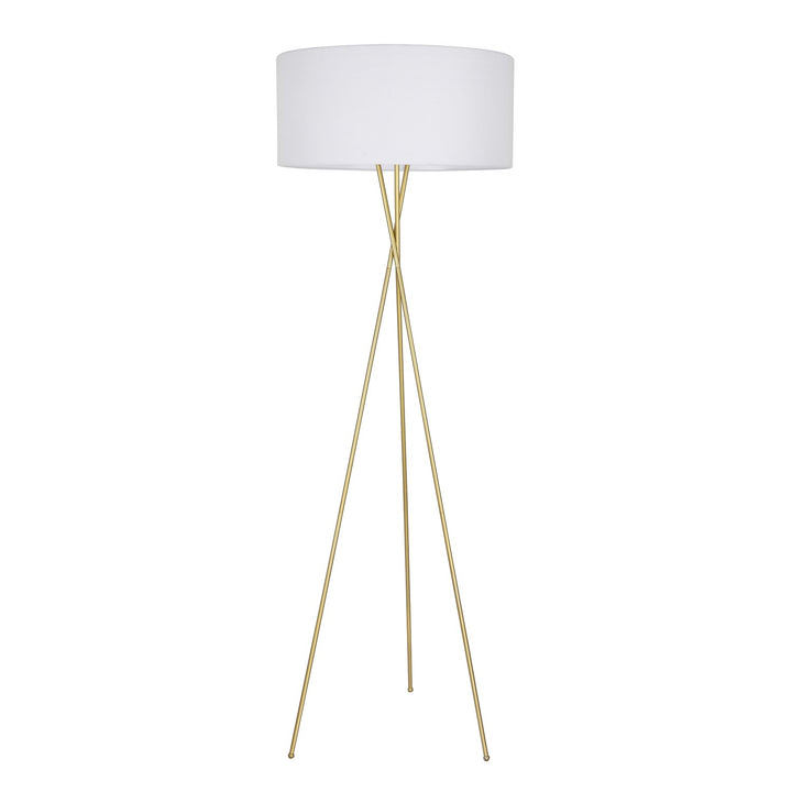 1 Light Brass And White Shade Floor Lamp