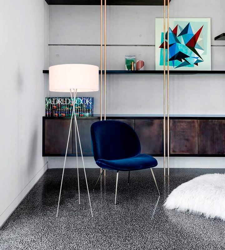 1 Light Silver And White Shade Floor Lamp
