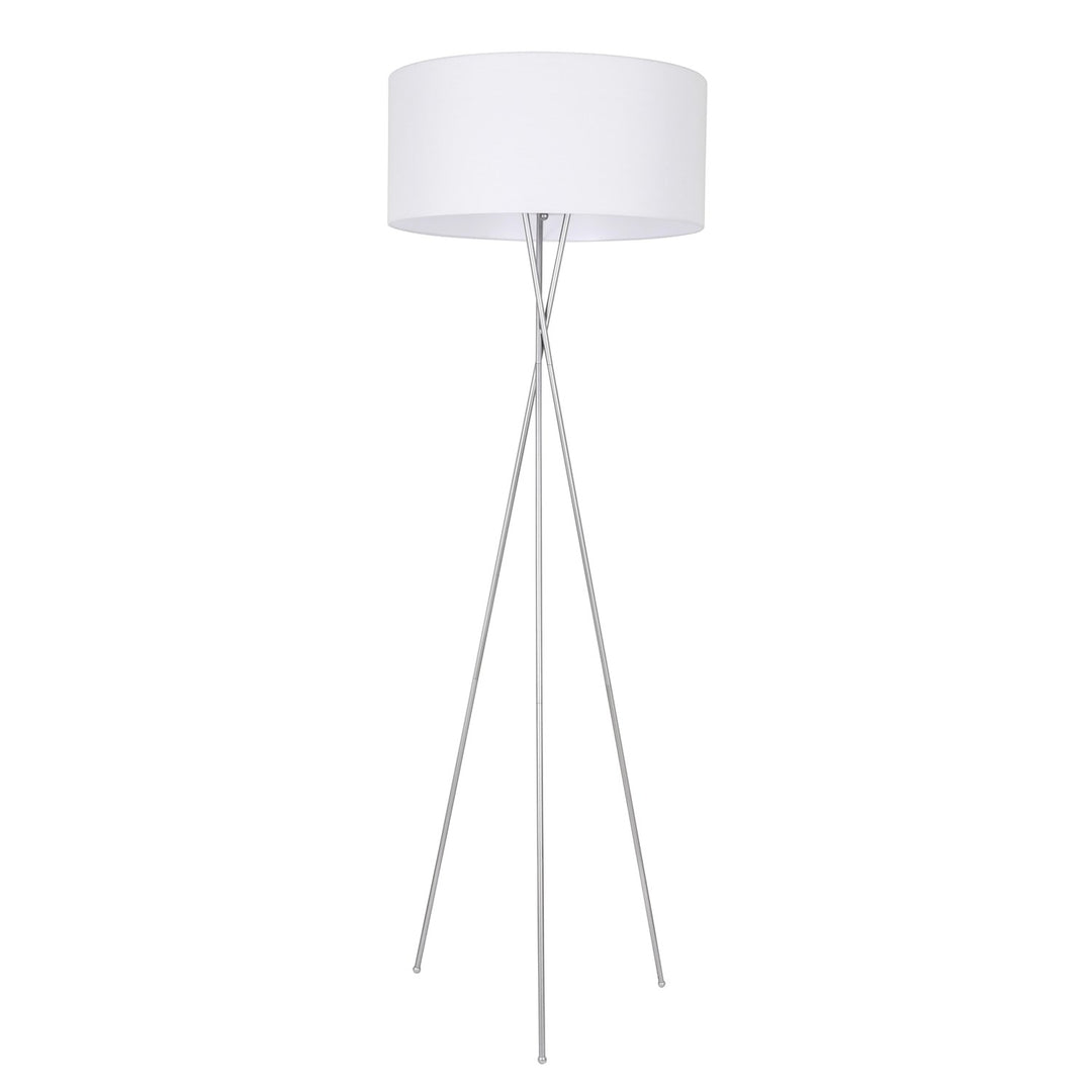 1 Light Silver And White Shade Floor Lamp