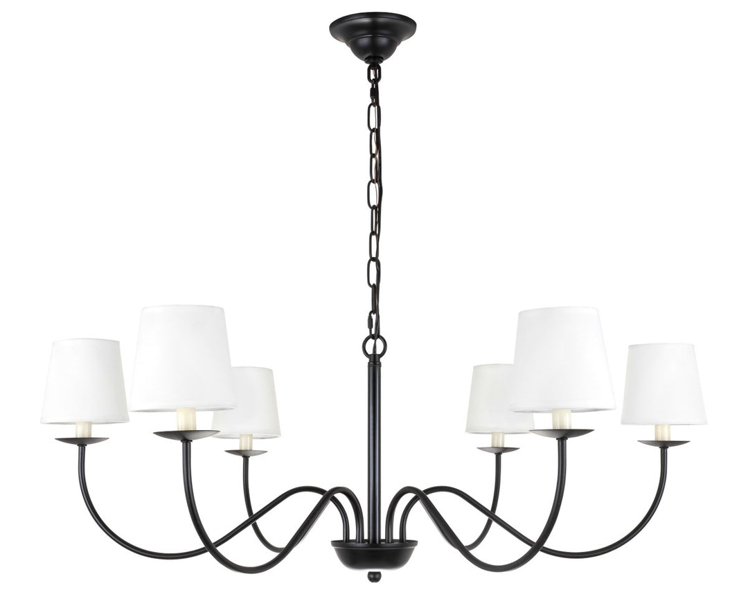 6 Light Black And White Shade Chandelier by Living District