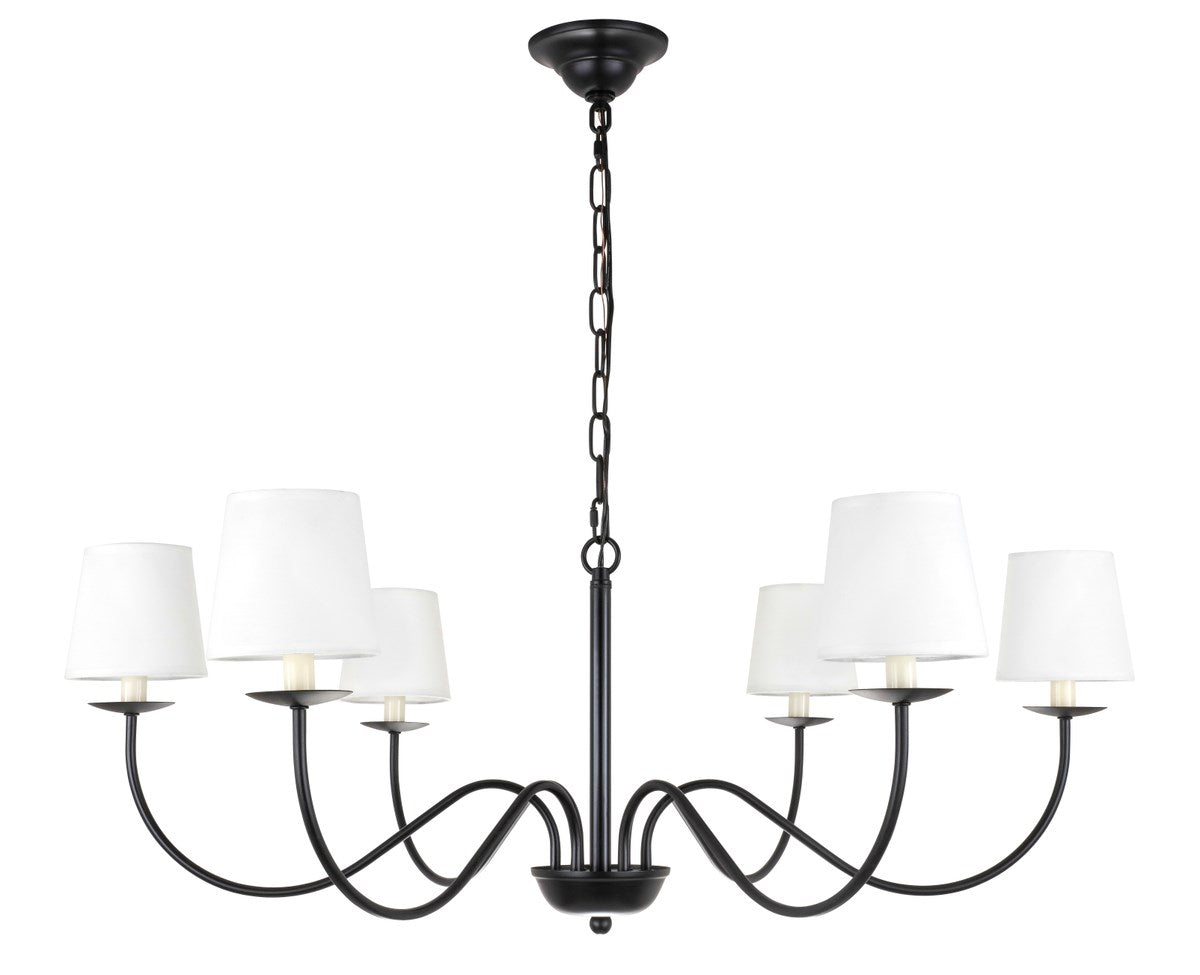 6 Light Black And White Shade Chandelier by Living District