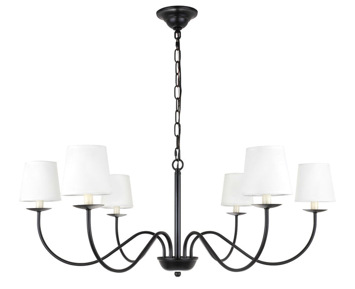 6 Light Black And White Shade Chandelier by Living District