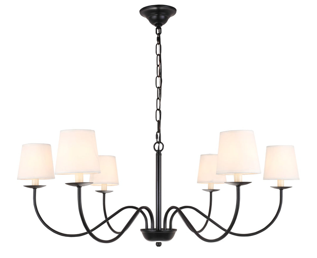 6 Light Black And White Shade Chandelier