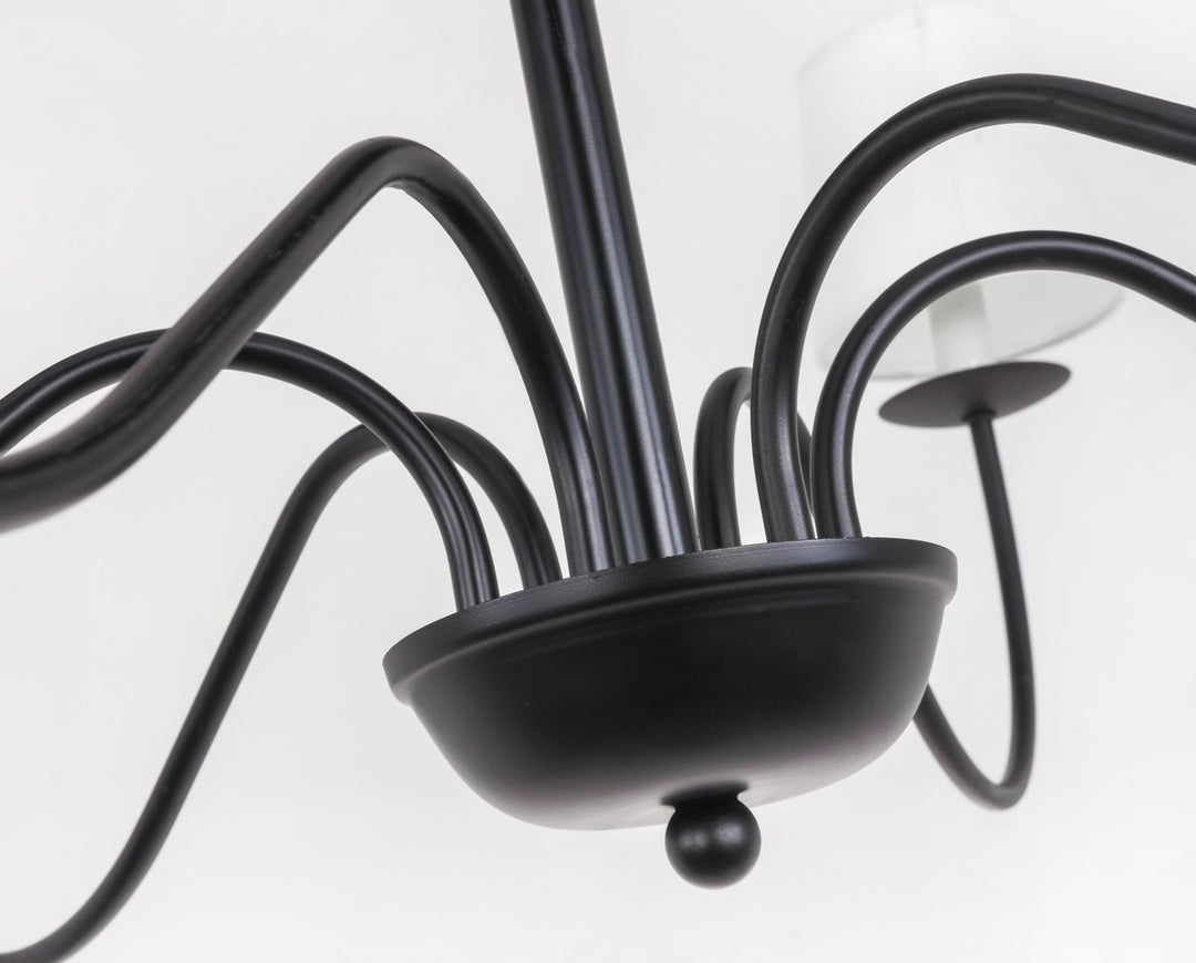 6 Light Black And White Shade Chandelier