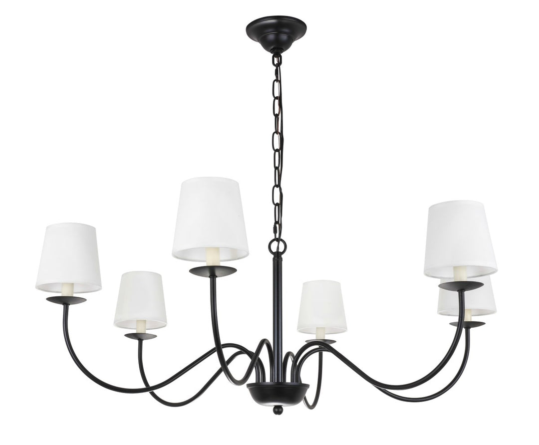 6 Light Black And White Shade Chandelier