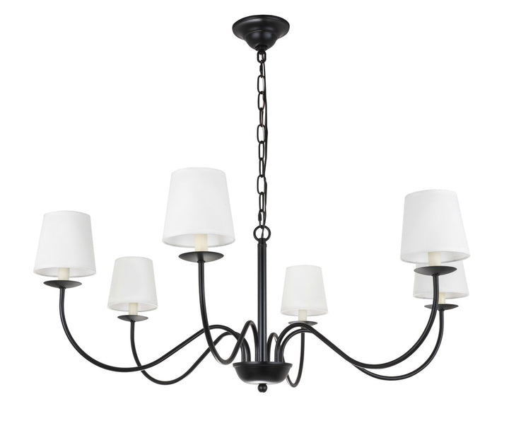 6 Light Black And White Shade Chandelier