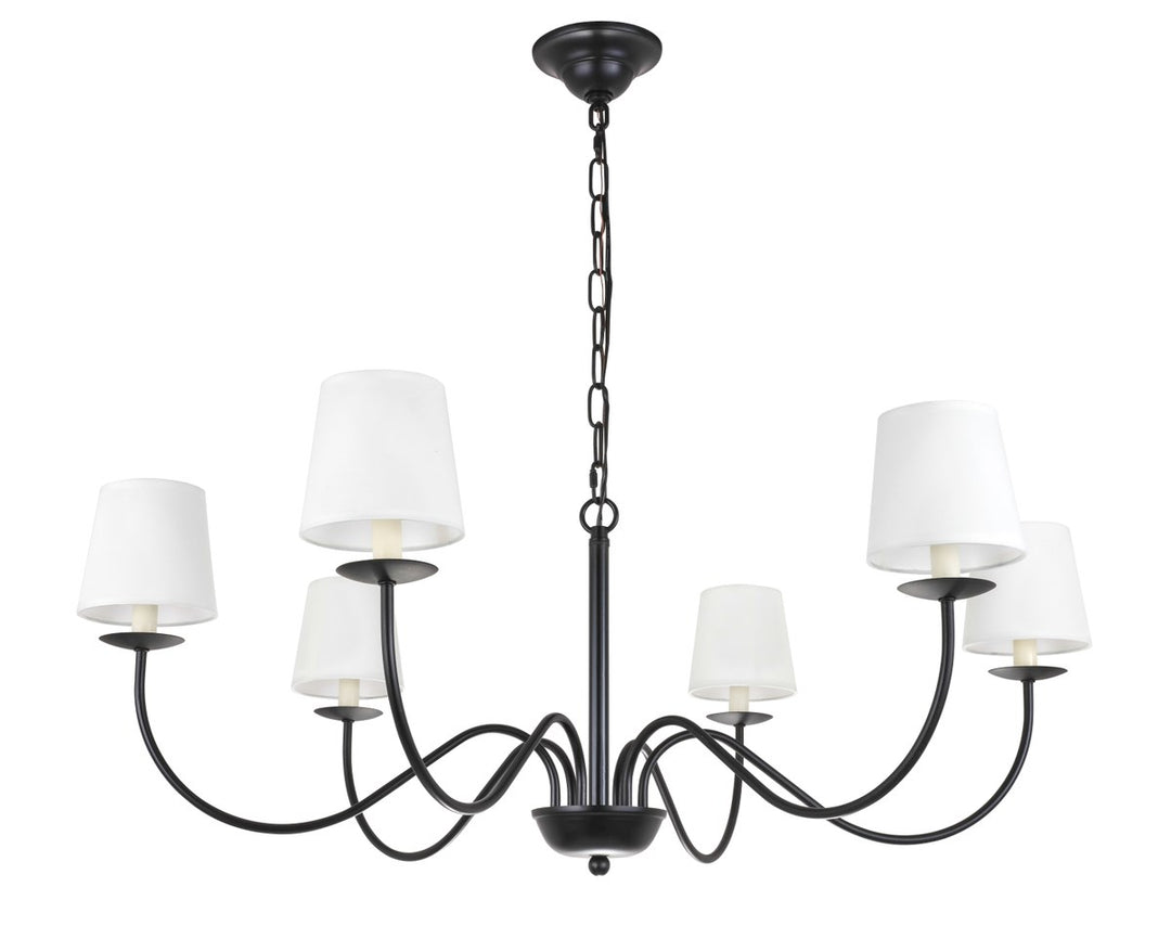 6 Light Black And White Shade Chandelier