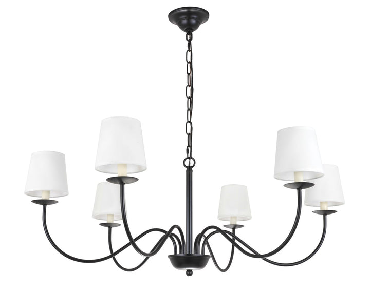 6 Light Black And White Shade Chandelier