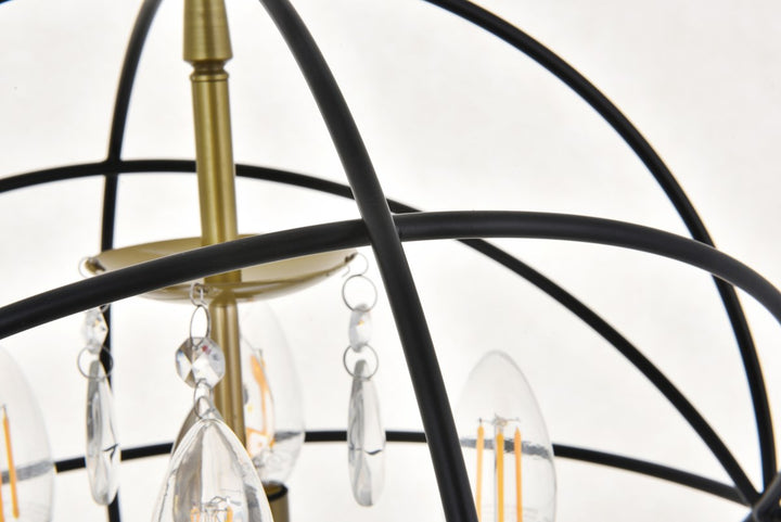 4 Light Matte Black And Brass Pendant