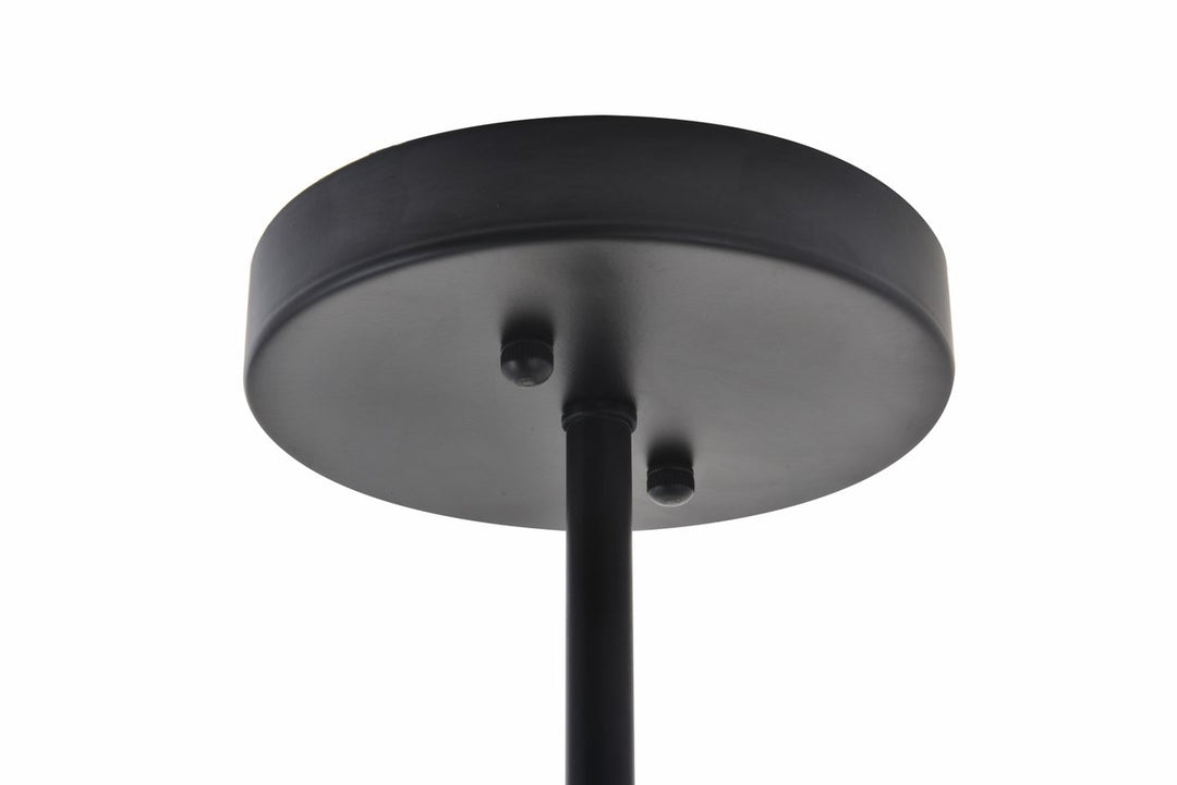 6 Light Matte Black And Brass Pendant