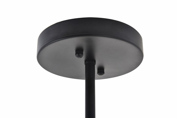 6 Light Matte Black And Brass Pendant