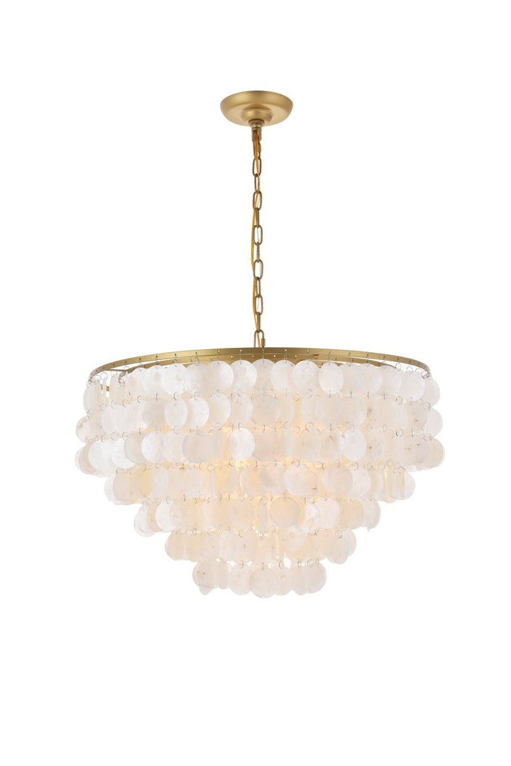 6 Light Brass Pendant by Living District