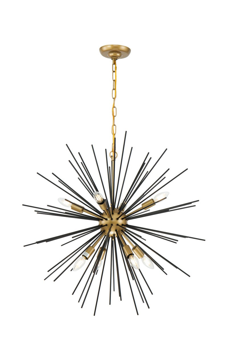 8 Light Brass And Black Pendant by Living District