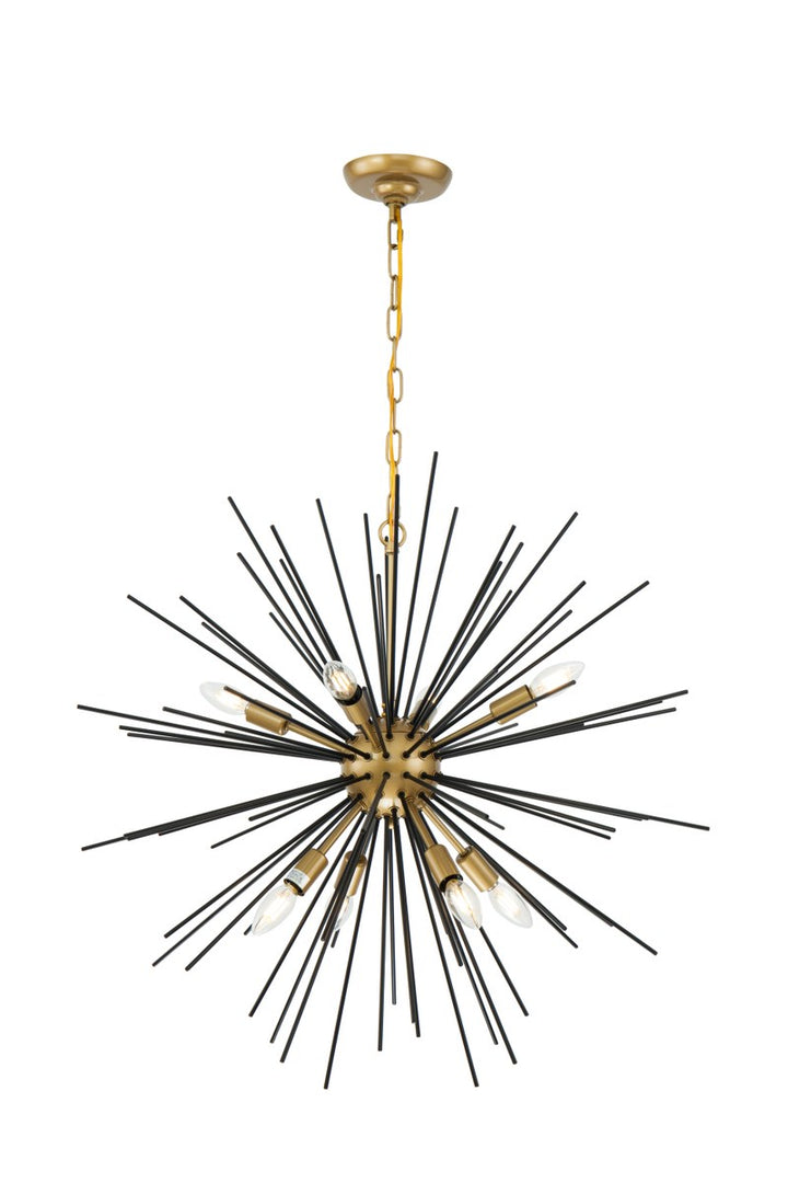 8 Light Brass And Black Pendant by Living District
