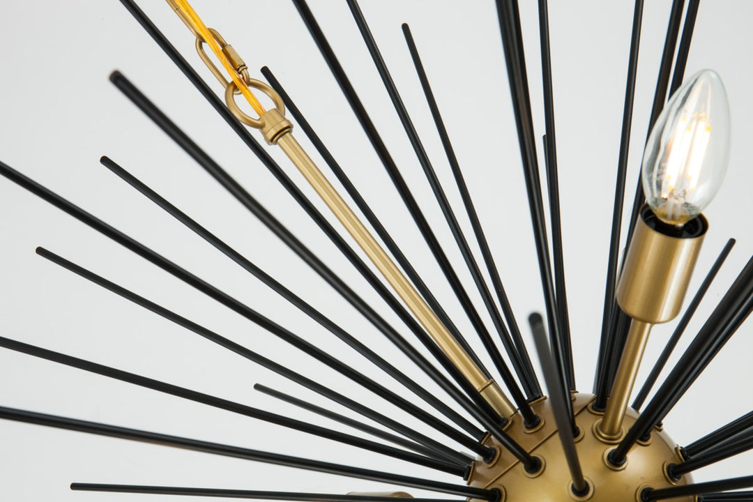 8 Light Brass And Black Pendant