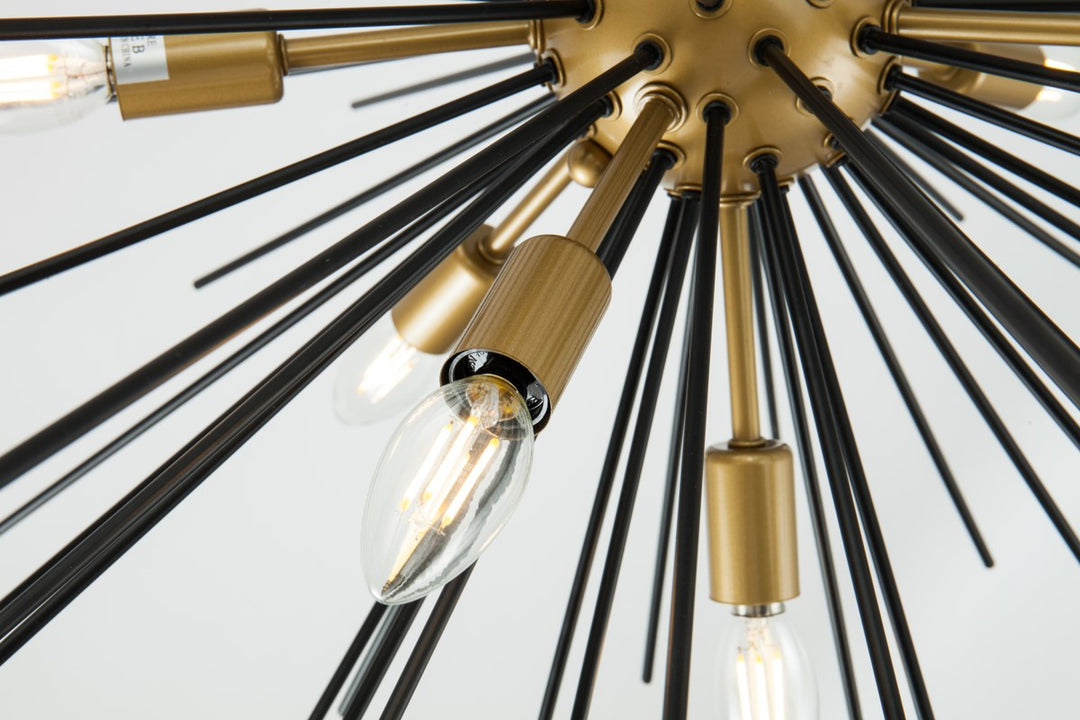 8 Light Brass And Black Pendant