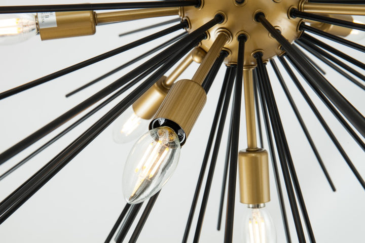 8 Light Brass And Black Pendant