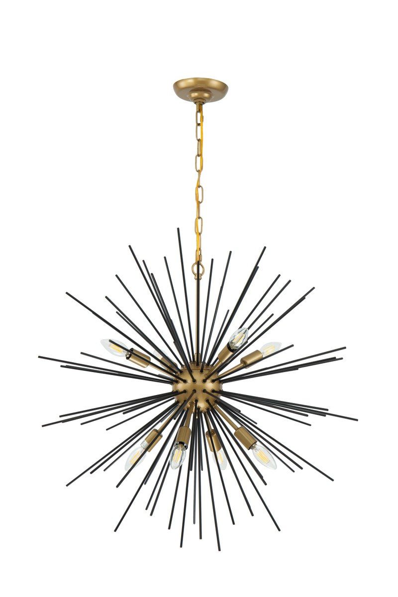 8 Light Brass And Black Pendant